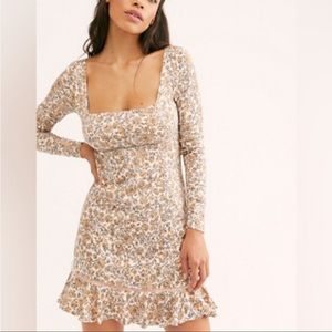Free People Ivory Floral Mini Dress